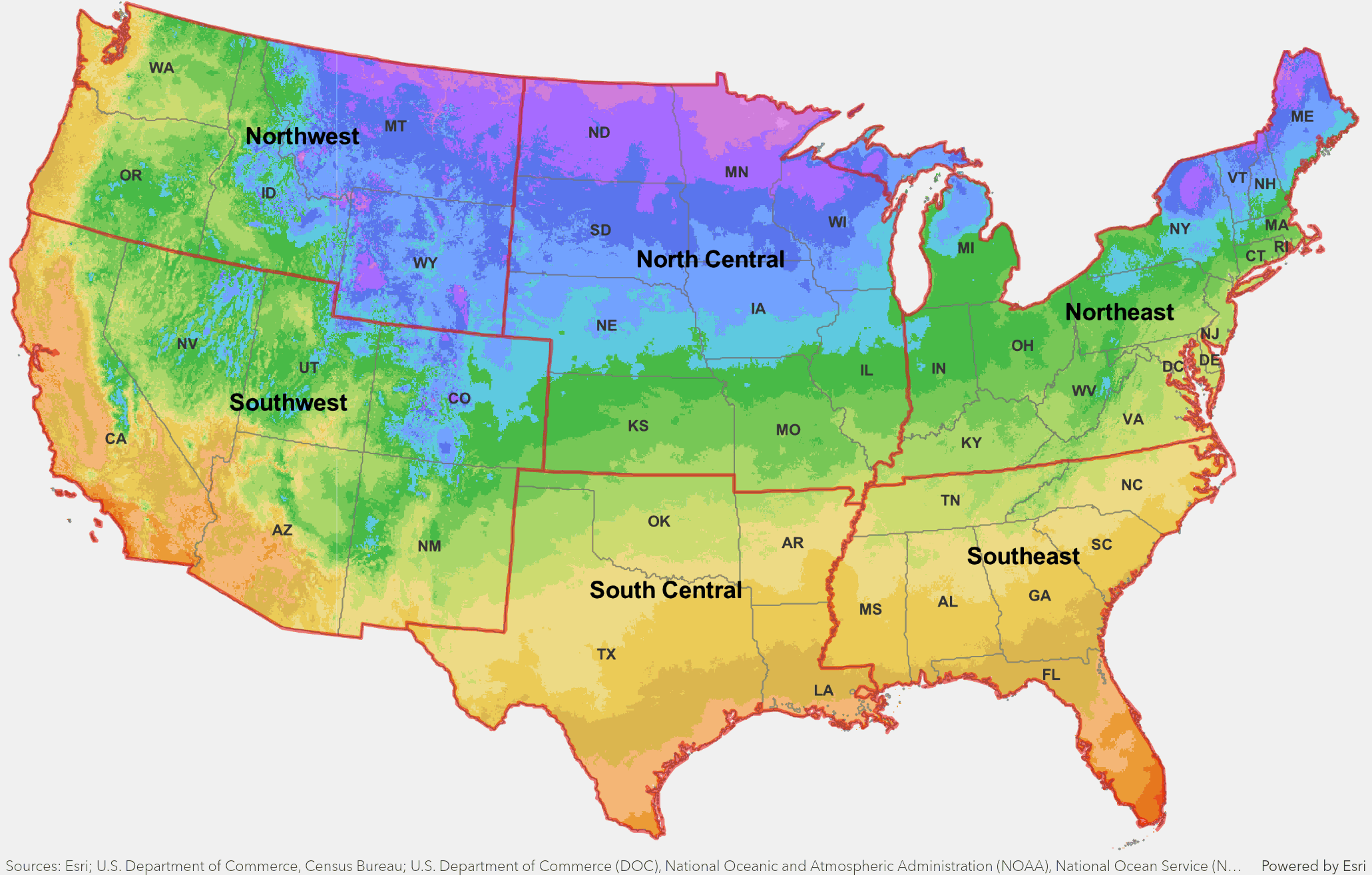 A map of plant hardiness zones from the United States Department of Agriculture (USDA)